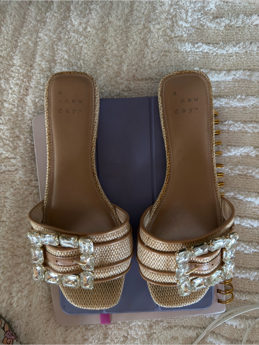Gold Jeweled Slide Sandals